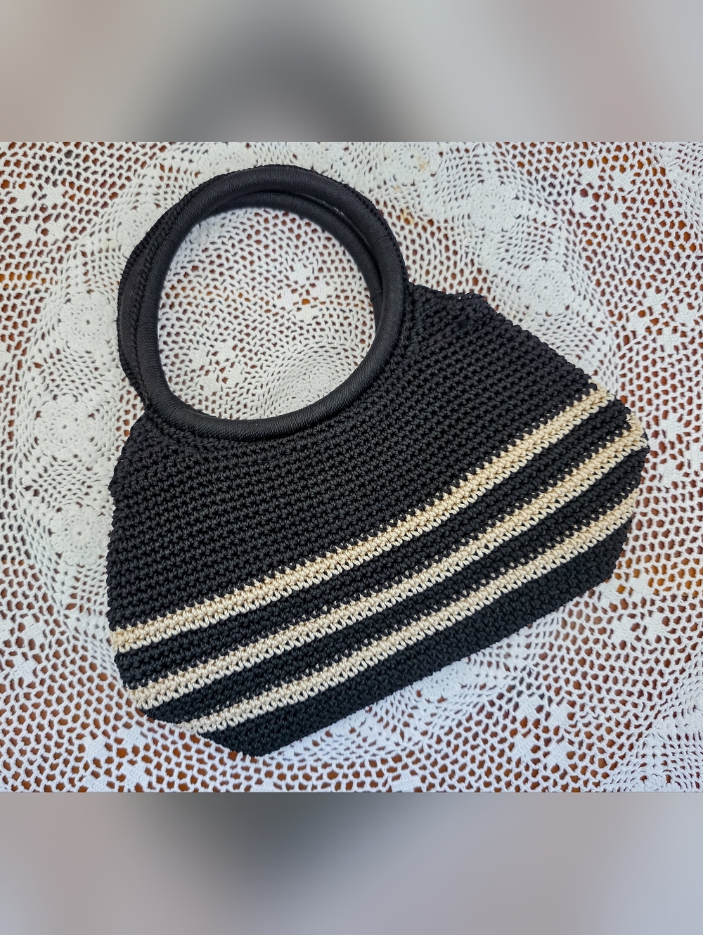 Vintage Y2K Knit Crochet Shoulder Hand Bag